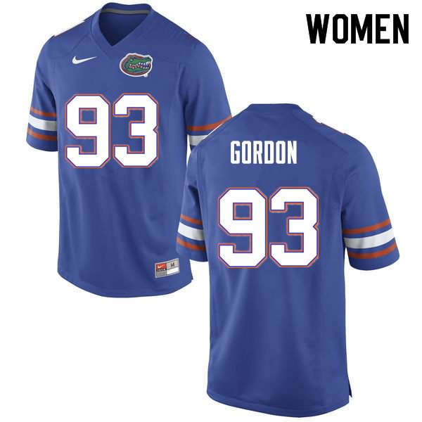 NCAA Florida Gators Moses Gordon Women's #93 Nike Blue Stitched Authentic College Football Jersey HKB4064SF